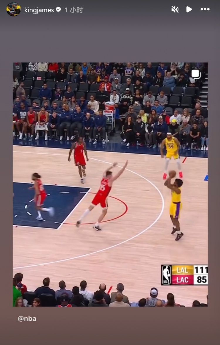  為你驕傲！布朗尼投進(jìn)NBA生涯首記三分球！詹姆斯賽后轉發(fā)