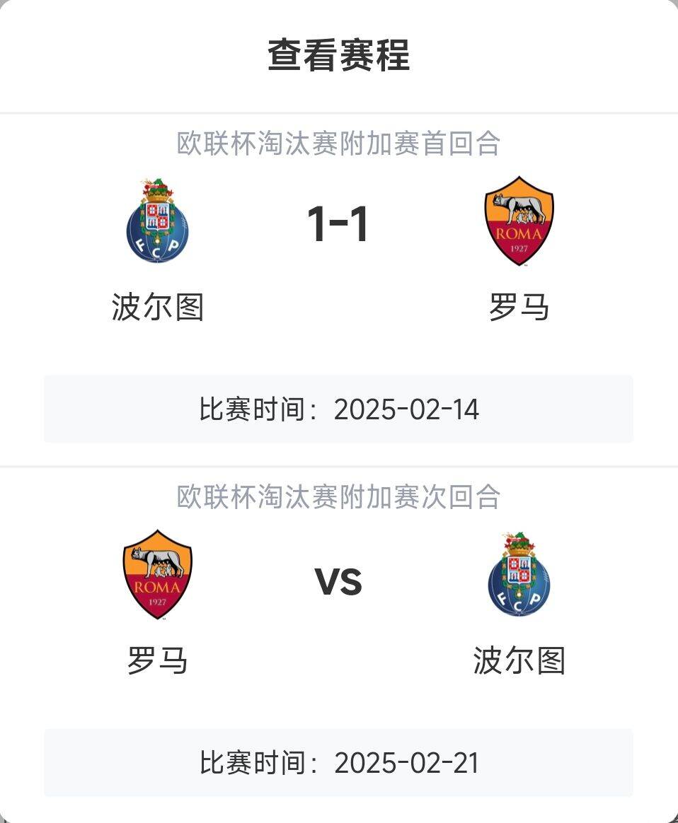  羅馬頂得住嗎？意甲歐戰8隊3隊直通4隊出局，羅馬首回合1-1波爾圖